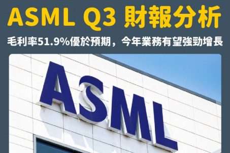 ASML Q3 財報分析：毛利率51.9%優於預期，估今年業務有望強勁增長